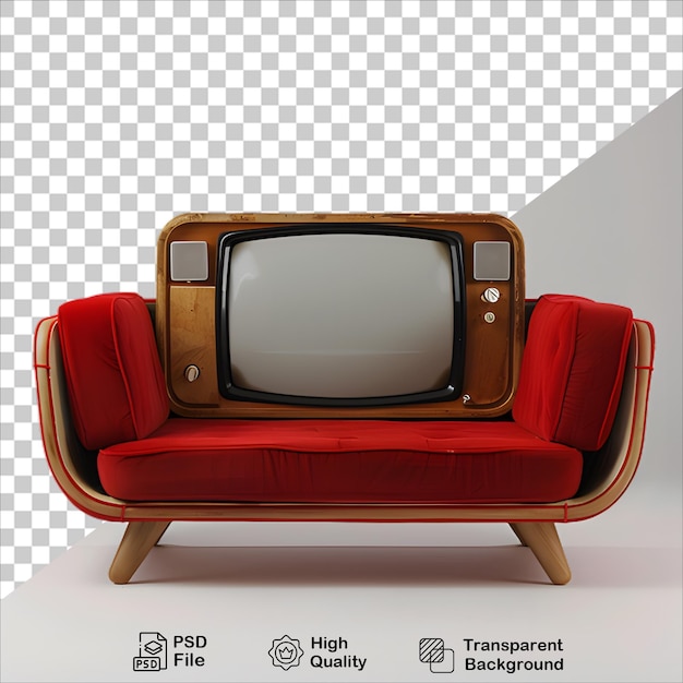 Isolated Red Sofa and Wooden TV Design