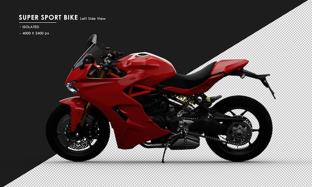 Isolated Red Super Sport Bike Side Stand From Left Side View