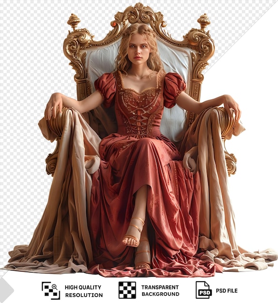 isolated regal queen sitting upon a throne with regal authority