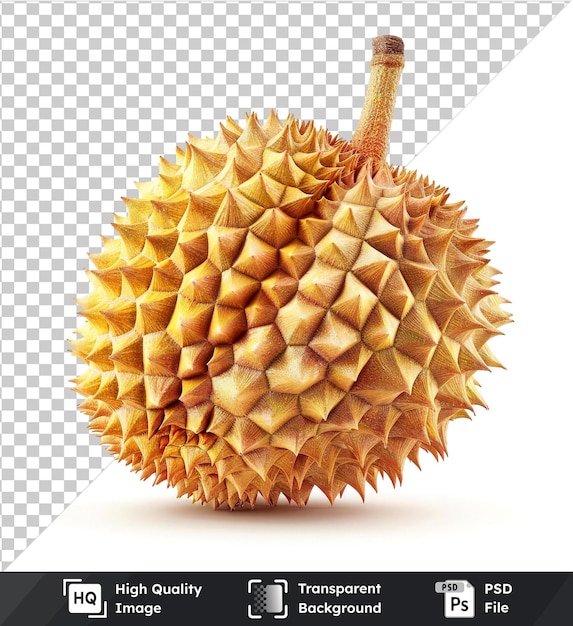 Isolated ripe durian fruit with whole durian in center on transparent background