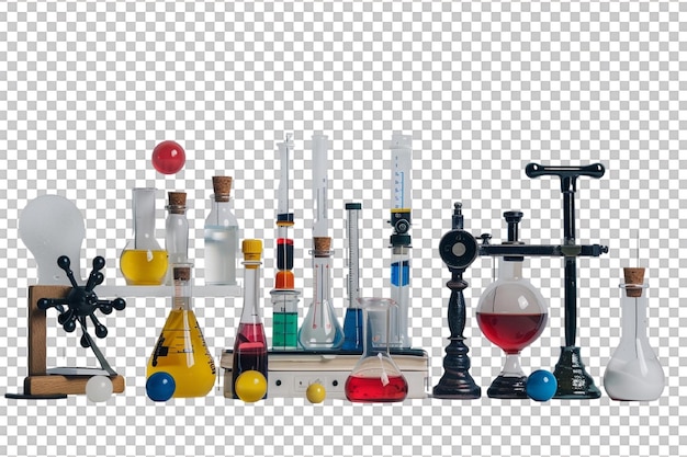 PSD isolated school science equipment on transparent background