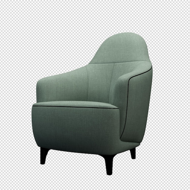 Isolated sofa isometric front view transparen