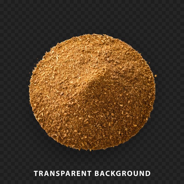 Isolated spice powder on transparent background showcasing rich texture