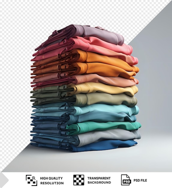 PSD isolated stack of colorful folded shirts png clipart png psd