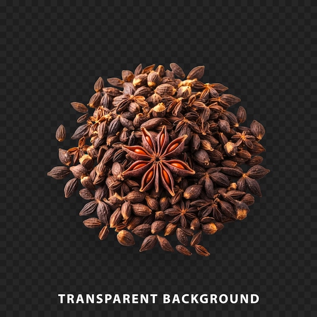 PSD isolated star anise and spices on transparent background