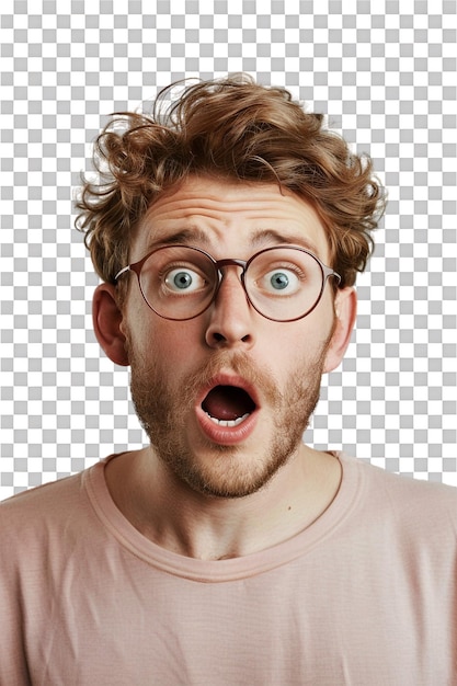 PSD isolated surprised man against transparent background