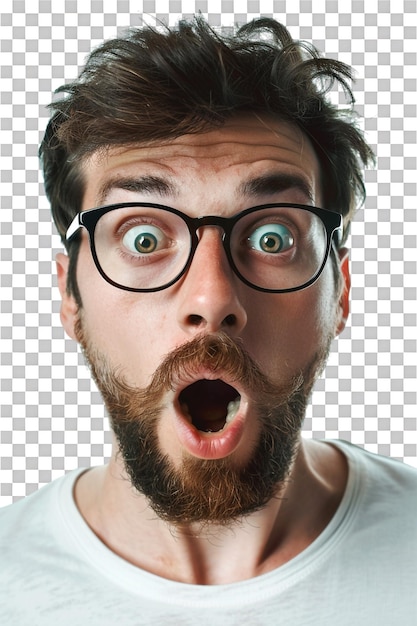 PSD isolated surprised man against transparent background