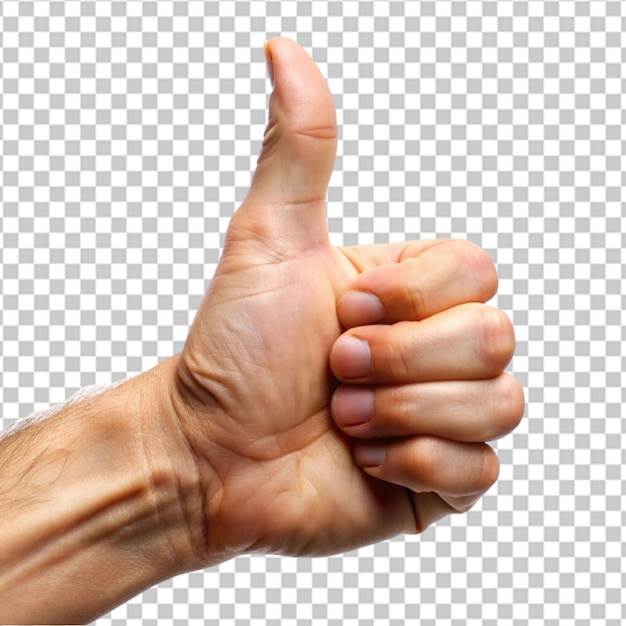 Isolated thumb up finger on transparent background