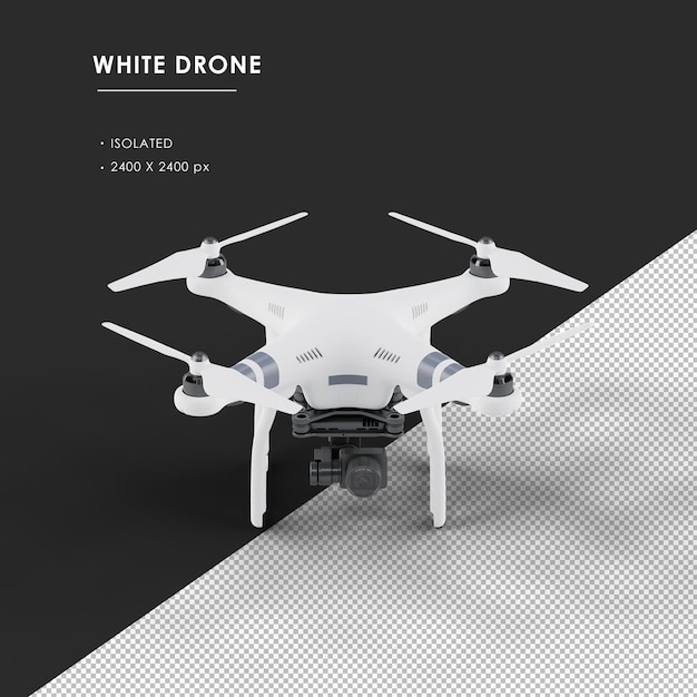 Isolated White Drone From Top Front View