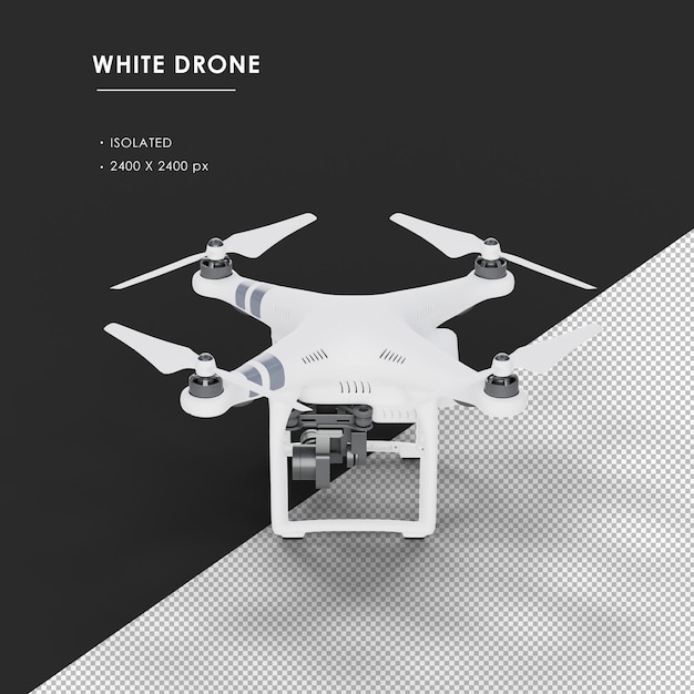 Isolated White Drone From Top Left View