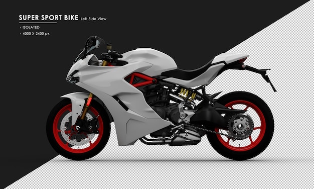 Isolated White Super Sport Bike From Left Side View