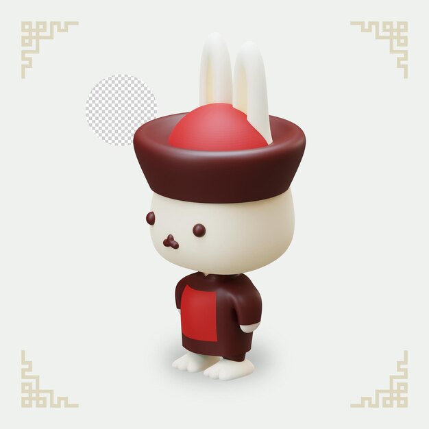 Isometric 3D Render Chinese Rabbit Character 05