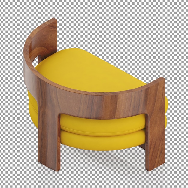 Isometric armchair with yellow cushion