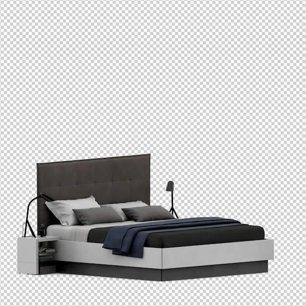 Isometric Bed 3D render isolated