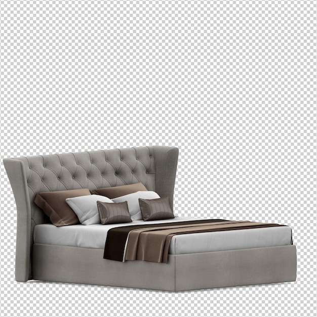 Isometric Bed 3D render isolated