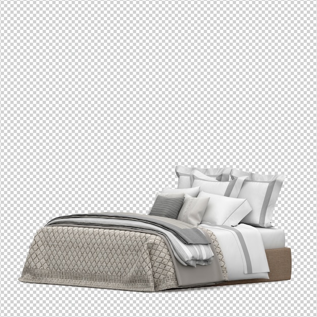 Isometric Bed 3D render isolated