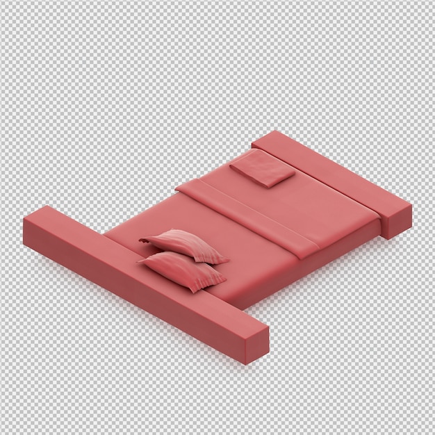 Isometric Bed 3D render