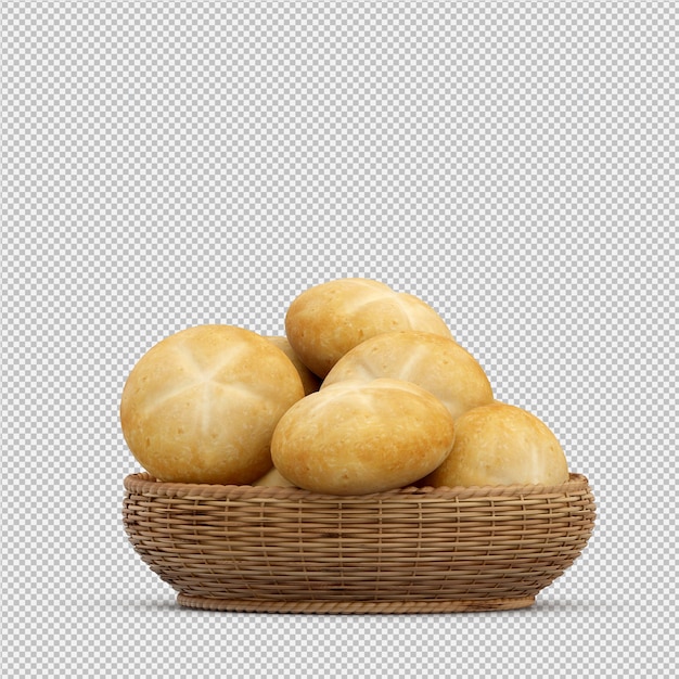 Isometric Bread 3D isolated render