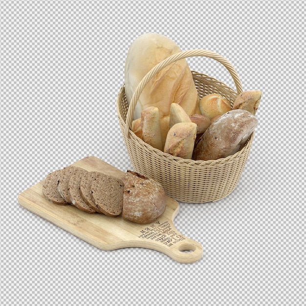 Isometric Bread 3D isolated 