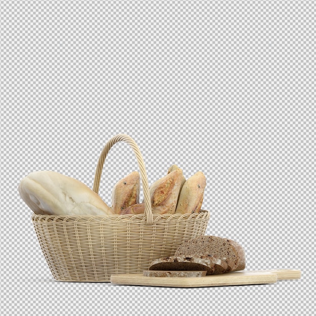 Isometric Bread 3D isolated 