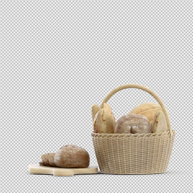 Isometric Bread 3D isolated 