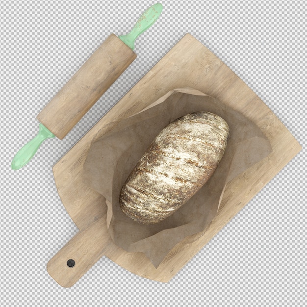 PSD isometric bread 3d isolated 