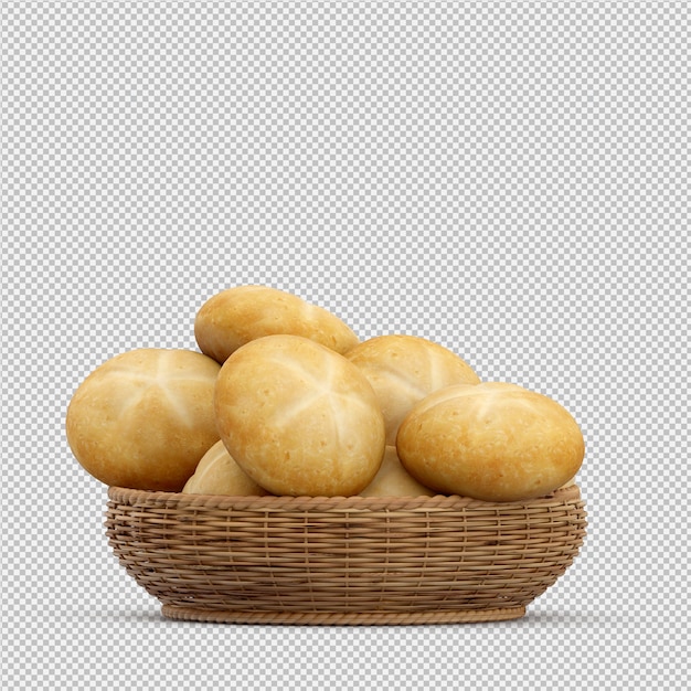 Isometric Bread 3D isolated 