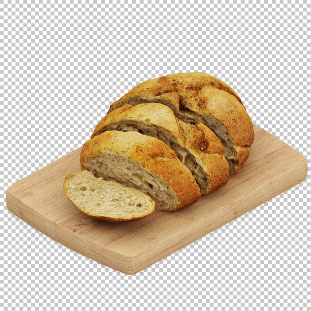 Isometric bread on Wooden cutting board