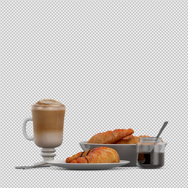 Isometric Breakfast 3D isolated 