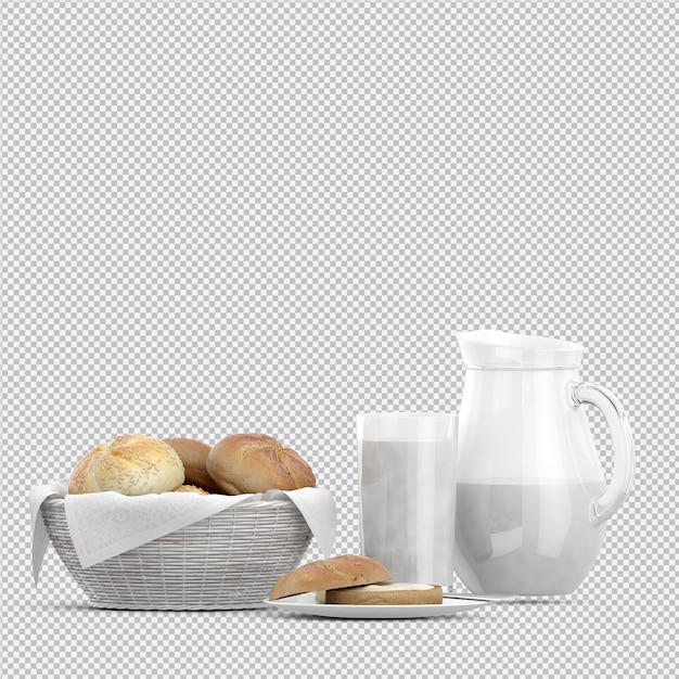 Isometric Breakfast 3D isolated 