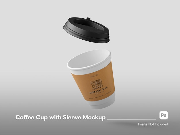 PSD isometric coffee cup floating 3d render mockup isolated