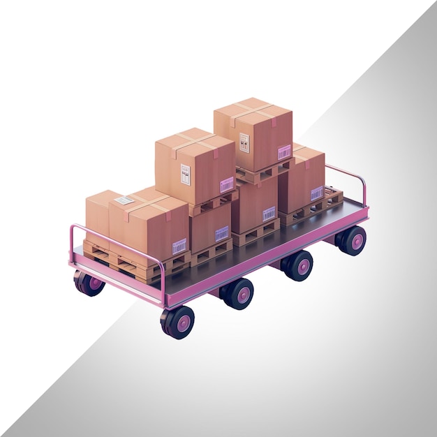 PSD isometric distribution container shipping warehouse isolated on transparent background