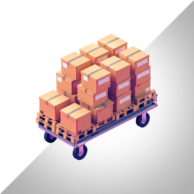 Isometric distribution container shipping warehouse isolated on transparent background