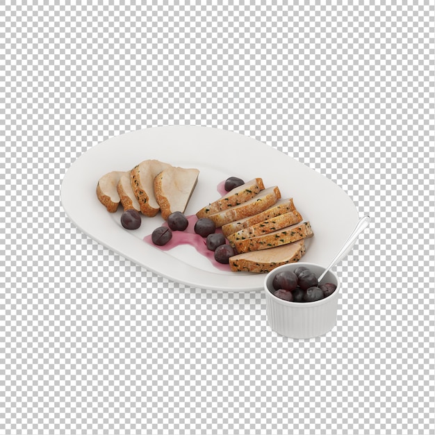 Isometric food on plate