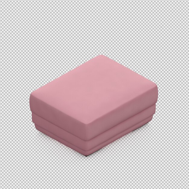 PSD isometric foot stool chair 3d render