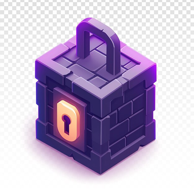 PSD isometric ingame icon of a mystery lock