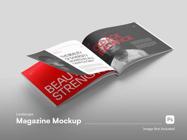 Isometric Landscape Magazine isolated Mockup