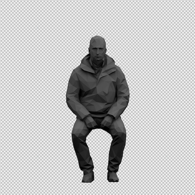 PSD isometric male 3d render