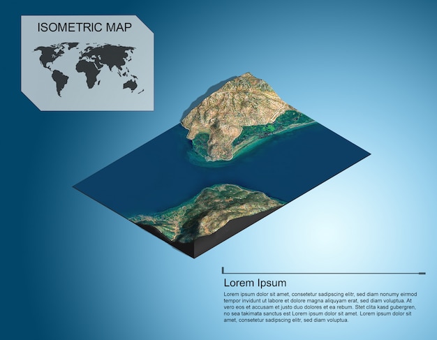 Isometric map virtual terrain 3d for infographic.