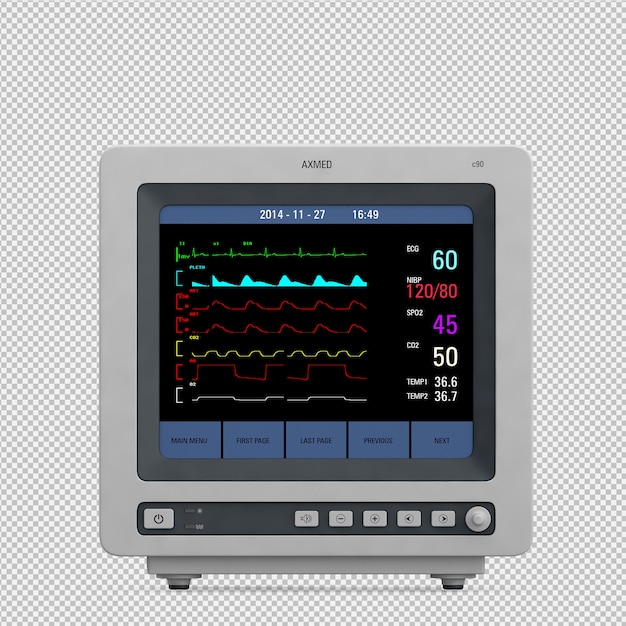 Isometric medical equipment 3D render