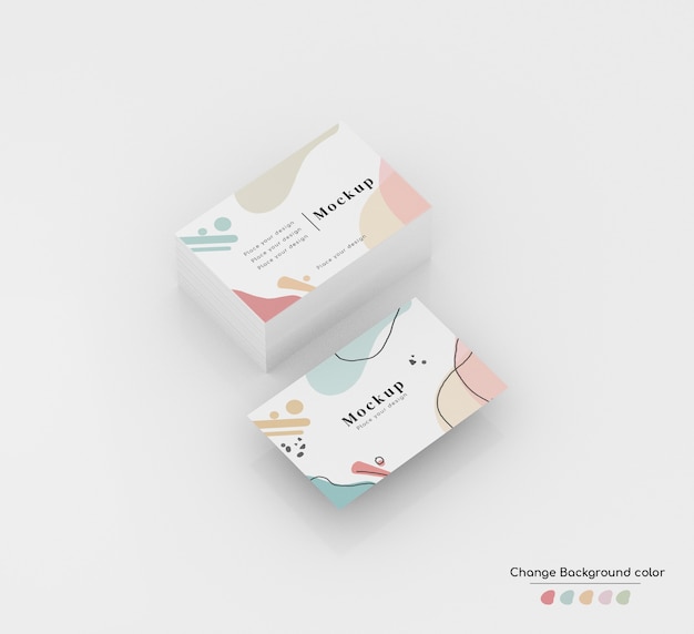 Isometric minimal business visiting card mockup in wad and levitating.   