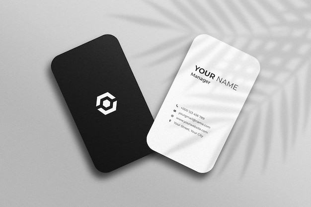 Isometric minimal business visiting card mockup with shadow