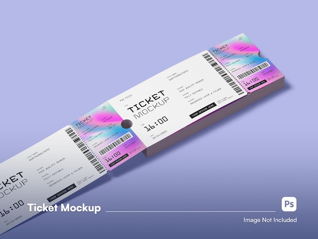 Isometric Modern Voucher Ticket 3D Isolated Mockup