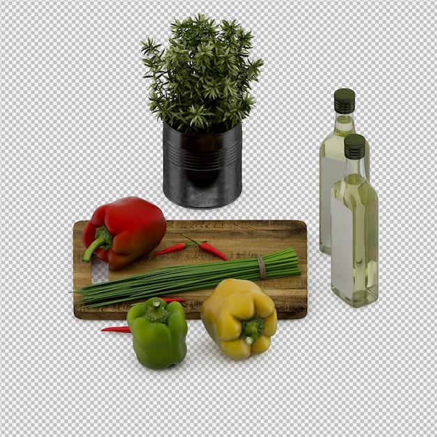   Isometric peppers 3d render