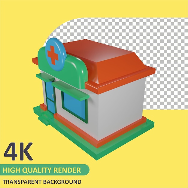 isometric pharmacy cartoon rendering 3d modeling