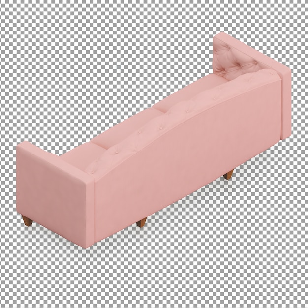 Isometric pink couch from behind