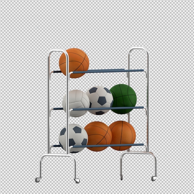 PSD isometric sport and gym equipment 3d render