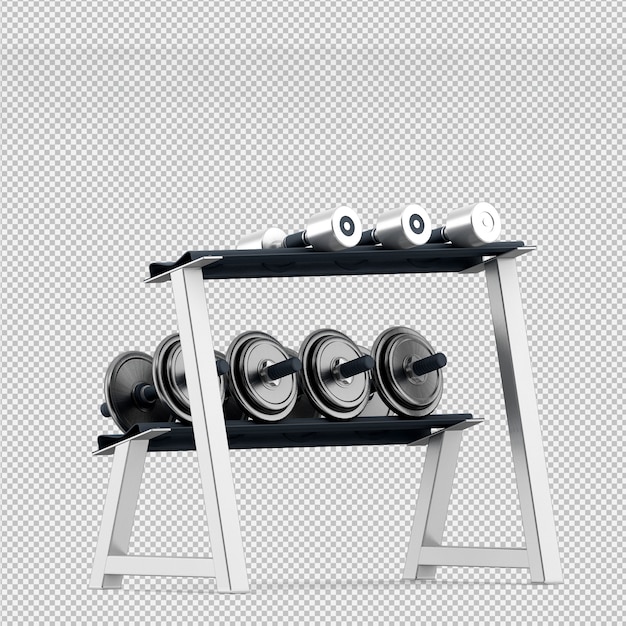 PSD isometric sport and gym equipment 3d render