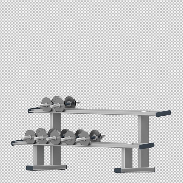 Isometric sport and gym equipment 3D render