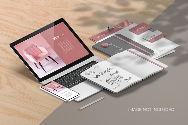 Isometric Stationery Branding - Mockup Scene Creator